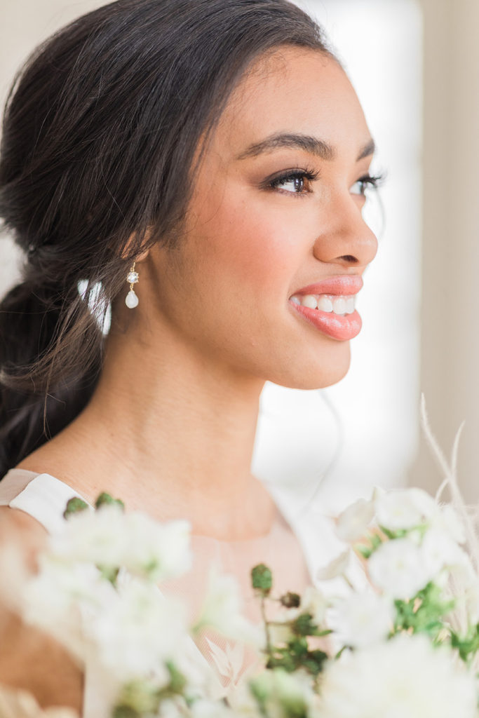 Bridal portraits natural makeup close-up