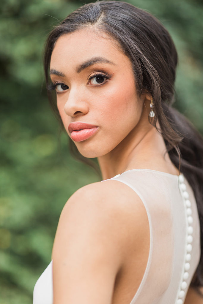 Bridal portraits outdoor hair and makeup